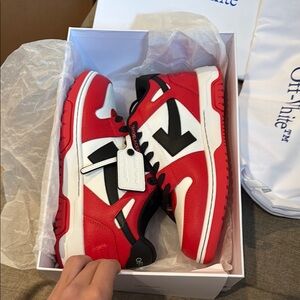 Off-White Red and Black Sneakers Vibrant Design